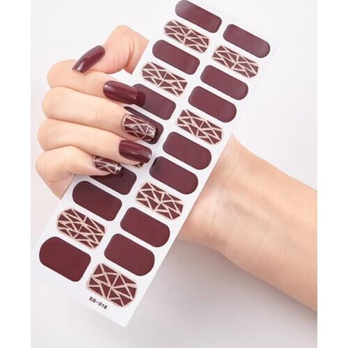 22 Tips/Sheet Solid Color And Striped Manicure Self Adhesive Nail Sticker Nail Wraps DIY Nail Art Stickers 2020 Adesivos