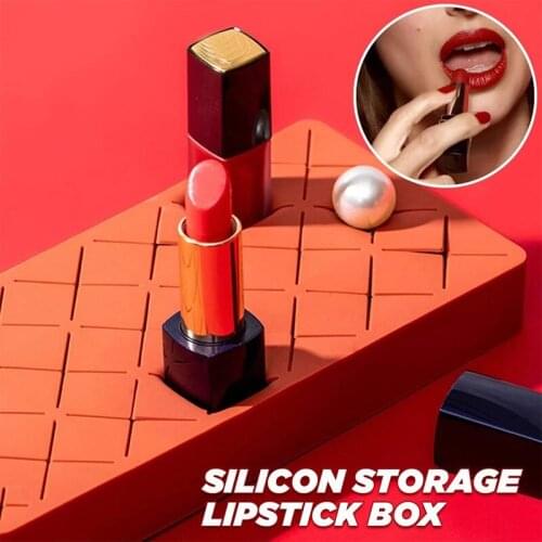 24 Grid Silicone Lipstick Storage Box Multi-grid Innovative Display Stand Makeup Organizer Cosmetic Brush Eyebrow Pencil Holder