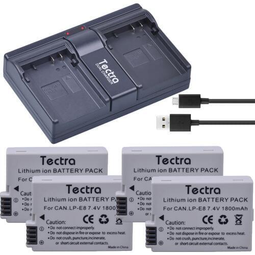 4pcs 1800mAh LP-E8 LP E8 Battery+USB 2-Channel Charger for Canon LP-E8 LP E8 LPE8 EOS 550D 600D 650D 700D Kiss X4 X5 X6i X7i