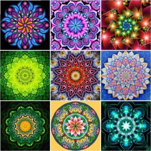 Diamond Painting Kits Full Square/Round "Mandala Flower" Pattern Embroidery Cross Stitch 5D DIY Rhinestone Set