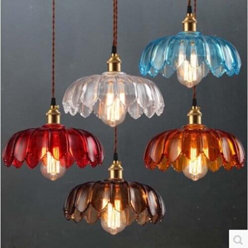 American style country old Shanghai coffee shop chandelier milk tea shop single crystal glass lotus Chandelier