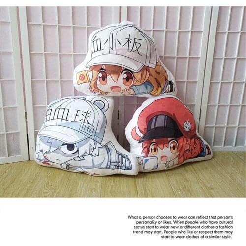 Anime Cells at Work pillow toy work cell Platelet Seqkeqkyuu Kesshoban plush stuffed doll double sided pillow 50cm for gift