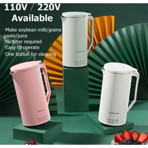 220V/110V Soy Milk Machine Automatic Heating Filter-Free Soybean Vegan Milk Juice Maker for 1-2 People