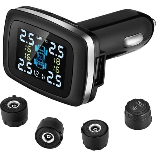 Car TPMS Lighter Digital Tpms Car Tire Pressure Alarm System USB Port Security Alarm Systems Tire Pressure