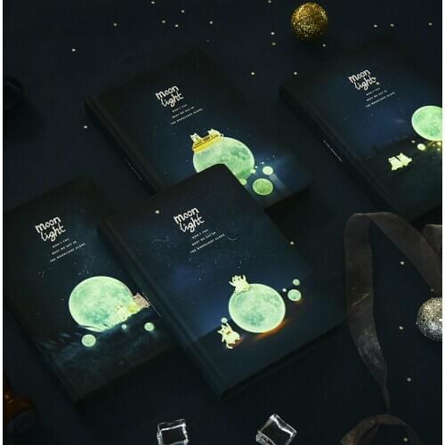 Sketchbook Notebooks Journals "Moonlight" Hard Cover Black Papers Diary Blank Notepad School Office Stationery Gift