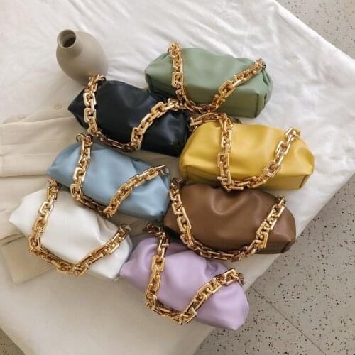 Brand Day Clutches Wide Gold Chain Dumpling Purse Bag Women Cloud Underarm Big Shoulder Bag Pleated Baguette Pouch Totes Handbag