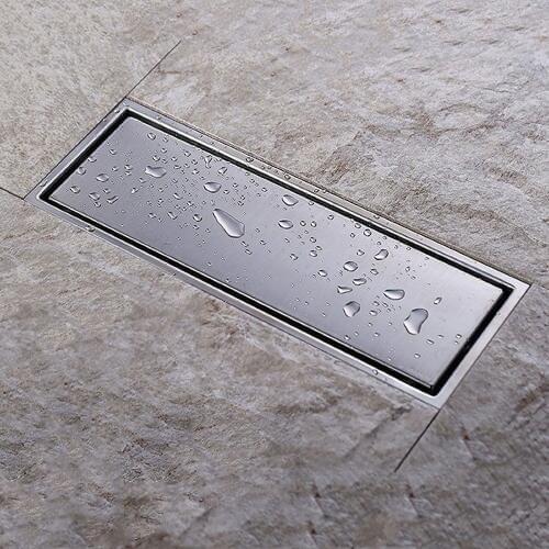 SUS304 Stainless Steel 300*110mm Shower Floor Drain with Removable Cover 11.8-Inch Long, Brushed Finish