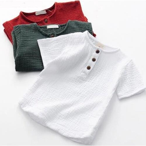 Boys Tshirts Linen Breathable Kids Cotton Tops Clothes Children T-Shirts For Baby T Shirts Solid Short Sleeve Summer Toddlers