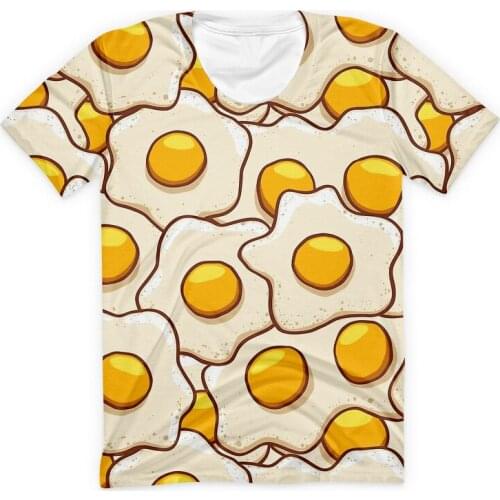 Fried Eggs Dognut Shop 3D All Over Print T Shirts Short Sleeve Hipster Shirts Streetwear Hip Hop Women Men Unisex Clothing