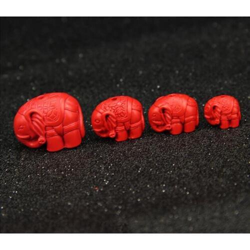 Taiwan Cinnabar Elephant Beads Scattered Carving DIY Accessories Lacquer Carving Loose beads For Making Charm Bracelets Necklace
