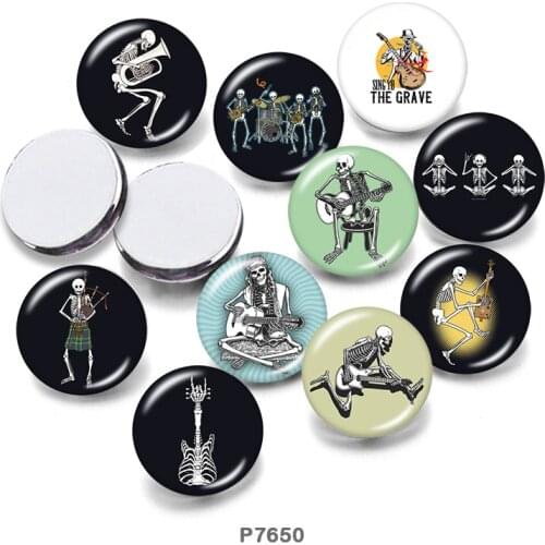 Skeleton 12mm/18mm/20mm/25mm/30mm Round Glass Cabochon Flat Back Making Findings P7650