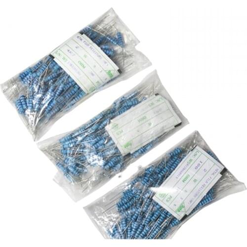 200pcs 1/2W 0.5W Metal film resistor 0.5 w 0.1R-2.2M ohm resistors 1K 10K 15K 22K 33K 47K 100K 1% 120R 150R 180R 200R 220R 470R