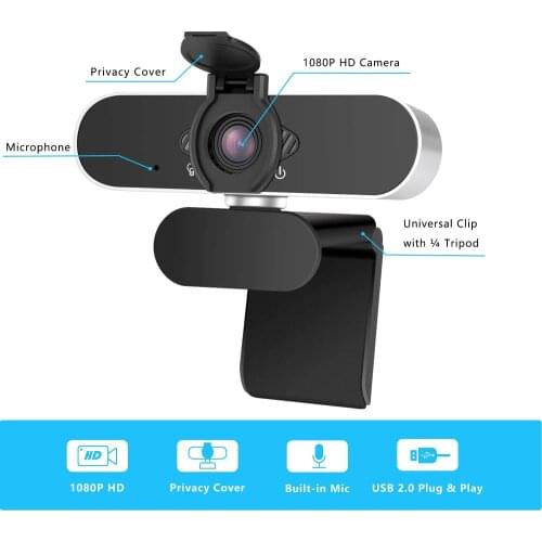 W10 USB Mini WiFi Webcam with Microphone Privacy Cover for PC Full HD 1080P IP Camera Video Streaming Web Cam to Computer