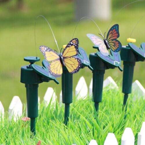 Solar Powered Flying Fluttering Fake Butterfly Yard Garden Stake Ornament Decor Artificial Butterfly Yard Plant Lawn Decorations