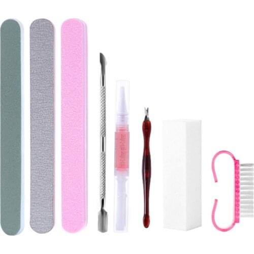 1Set Professional Nail Files Kit with Buffer Cuticle Trimmer Cuticle Pusher Remover Buffer File Block Nail Dust Brushes