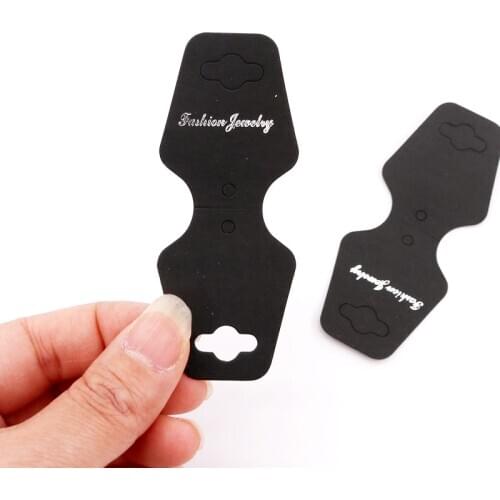 Wholesale 3.2*8cm 100PCS/lot Accessories Black Paper Fold Card Necklace Pendant Jewelry Display Package Cards Holders Tags