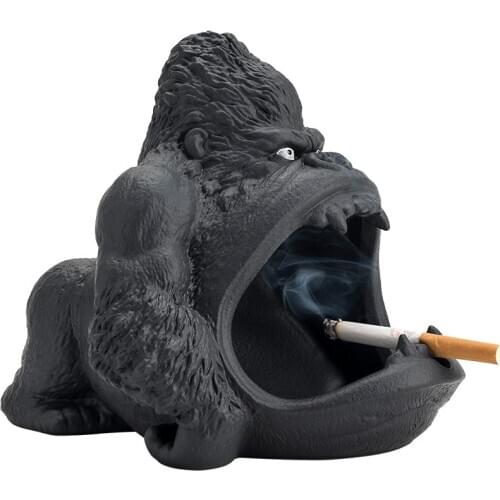 Ceramic Cartoon Animal Ashtray King Kong Anti-ash Car Large Capacity Ashtray Office Countertop Art Decoration Gift for Boyfriend
