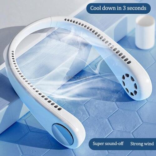 Leafless neckneck fan portable anytime neckneck lazy type mute large wind
