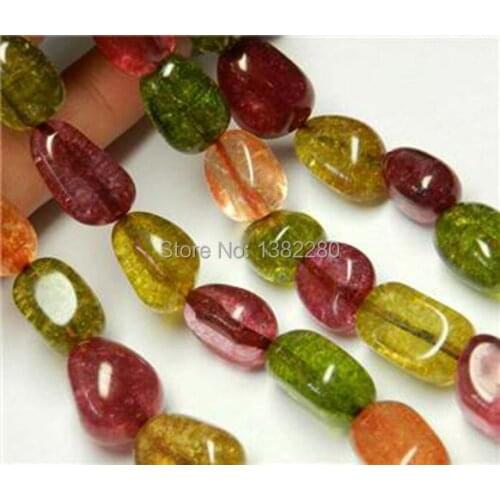 ! fashion DIY jewelry 10x16mm Multicolor Tourmaline EAm Loose Bead 15" 5 piece/lot fashion jewelry JT6653