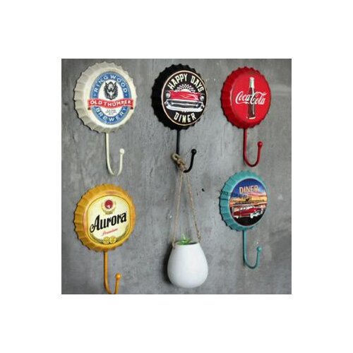 Retro Beer Bottle Caps Hook Tin Sign Wall Decor Metal Bar Plaque Pub Home Shop