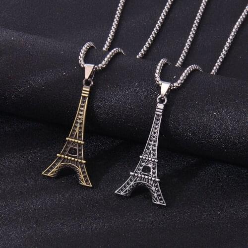 Lovers Romantic Paris Eiffel Tower Necklace Pendant European and American Men and Women Students Metal Fashion Jewelry Gift