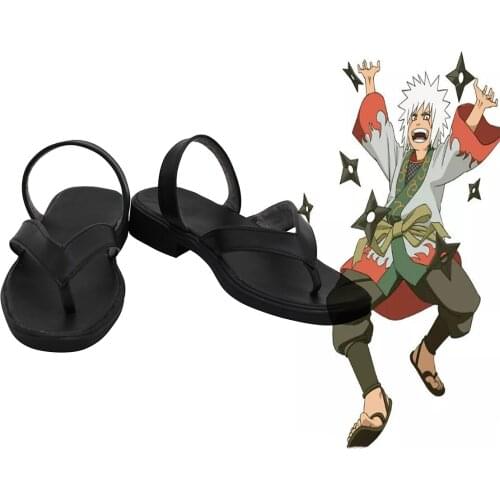 Youth Jiraiya Cosplay Sandals Black Shoes Custom Made Any Size