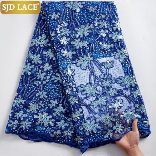 SJD LACE 2021French Lace Fabric Bone Cord Design African Lace Fabric Beatiful Sequins Soluble Mesh Laces For Wedding Party A2374