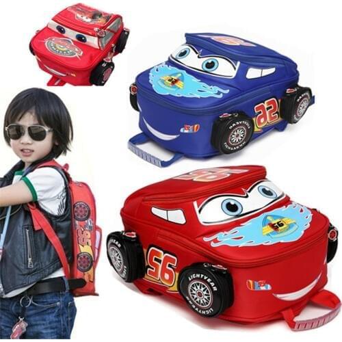 Disney car cartoon bag boys girls primary school 1-3-6 years old kindergarten cartoon backpack