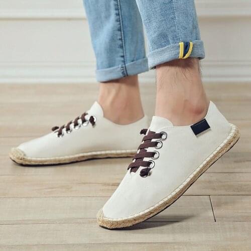Style Hemp Insole Fisherman Breathable Shoes Cool Summer Canvas Shoes Men Sneakers 2019 Casual Flat Loafers Espadrille ghj78