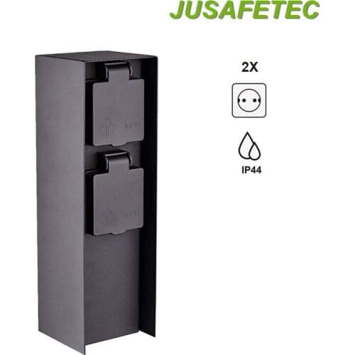 Outdoor Socket 3680W 16A 2-Way EU Socket Stainless Steel Weatherproof Power Supply Energy Column for Garden décor Lawn Mower