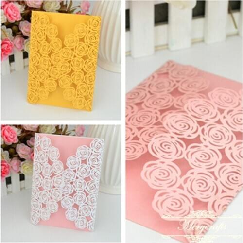Unique laser cut wedding invitations card rose wedding card invitations 2017 Mery new design