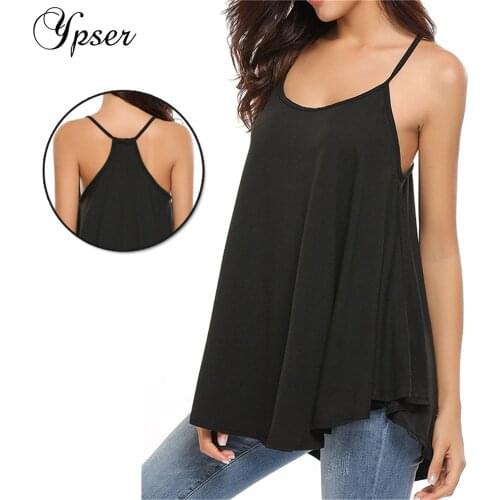Ypser Loose Spaghetti Strap Tank Top for Women Scoop Neck Loose fit Casual Blouses