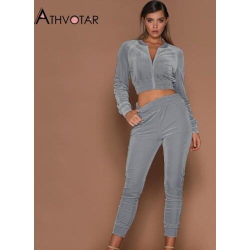 ATHVOTAR Two Piece Set Women Fitness Long Sleeve Running Sport Leggings High Waist Tracksuits Sweat Suits Women