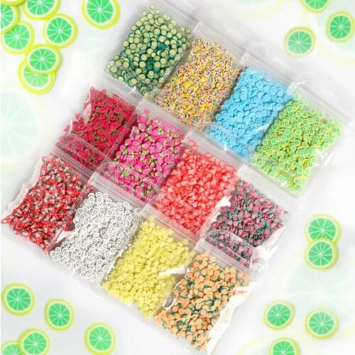 1 Bag Polymer Clay Beads Summer Fruit Pieces Slices Sticker Mix Design Bracelet Accessory Slices DIY Nails Art Decors Manicure
