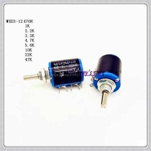 10pcs/Lot WXD3-12 2W 470R / 1K / 2.2K / 3.3K / 4.7K / 5.6K / 10K / 22K / 47K Ohm Multi-Circle Precision Wire-Wound Potentiometer