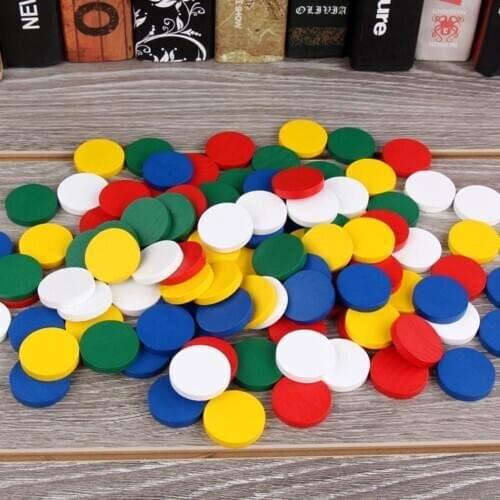 100Pcs 1.5cm Plastic Poker Chips Casinos Bingo Markers for Fun Family Club Carnival Bingo Game 4 Colors Bingo Games