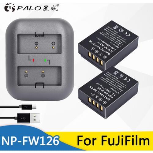 1200mAh 2x NP-W126 NP W126 NPW126 Batteries & Dual USB Charger for Fujifilm Fuji X-Pro1 XPro1 X-T1 XT1, HS30EXR HS33EXR X PRO1