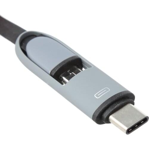 2-In-1 USB 3.1 Type C+Micro USB Charge Data TPE Flat Cable for android Phone