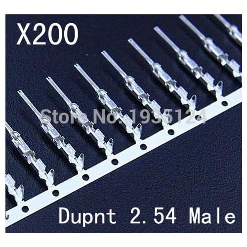 200pcs 2.54mm male Dupont Jumper Wire Terminal Connector Pins Crimp Copper