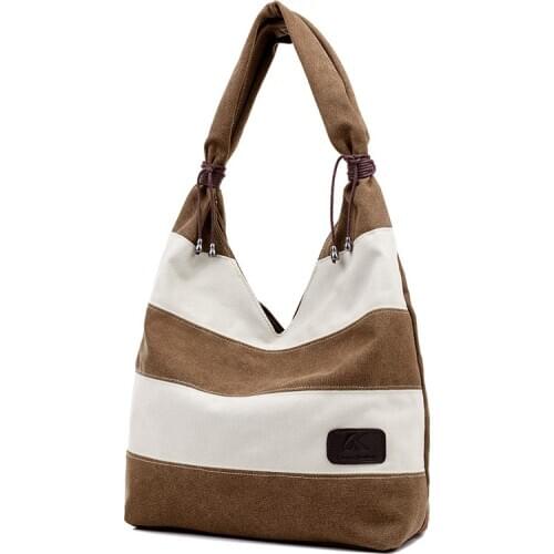 2020 New Womens Bags Striped Shoulder Bags Ladies Canvas Handbags Simple Leisure Wild Portable Large Bags Shopping Bag Tote Bag