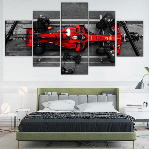 5 Pieces Eettel sf90 PIT STOP Ferray car Poster Canvas Art Living Room Home Decor Artwork Wall Picture Print Painting