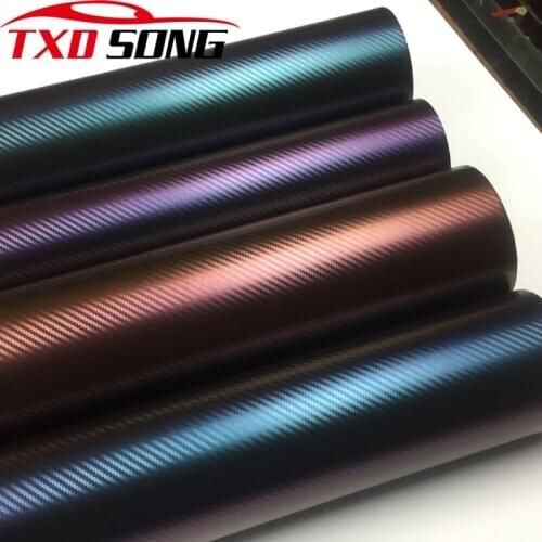 50CM*1M/2M/3M/4M/5M/6M Chameleon 3D Carbon Fiber Vinyl Car Wrapping Foil Carbon Fiber Car Decoration Sticker Car Styling