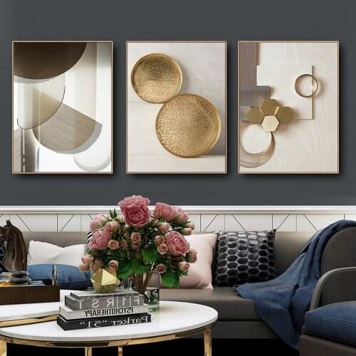 Geometric Abstract Canvas Poster Print Modern Still Life Wall Art Painting Decorative Picture Luxury Artwork Home Room Decor