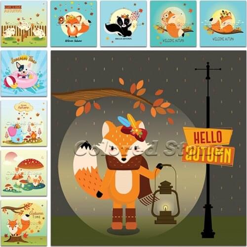 New Diamond painting Cartoon Animals Fox dog sheep 5D DIY Full Square Drill embroidery Cross stitch 3D Round mosaic Drawing 1153
