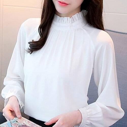 Long Sleeve Stand Collar Chiffon Blouse Shirt Women Blouses Shirts Blusas Mujer De Moda 2021 Blouse Women Top Female Blusa A16