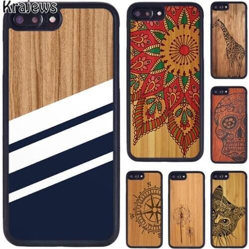 Krajews Natural Bamboo Wood Animal Phone Case Coque For iPhone 5 6S 7 8 Plus 11 12 Pro X XR XS Max Samsung Galaxy S7 S8 S9 S10