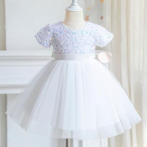 Floral Baby Dress Baby Girl Outfit Princess Dress Girls Dress Flower Girl Dresses For Weddings White Sequins Dresses Vestidos
