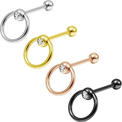Door Knocker Surgical Steel Straight Barbell Tongue Ring Piercing Captive Bead Ring Barbell