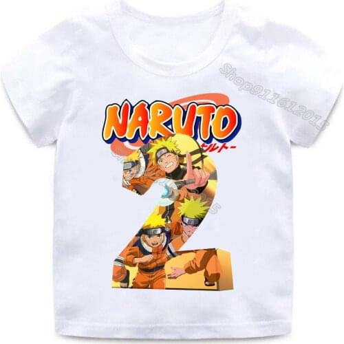 Narutos Children Summer Clothes Baby Shower Birthday Digital T-Shirt Infant Toddler Boy Girl Cotton Tees Anime Printed Tops Gift
