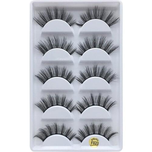 Xinleyong 5 pairs 3D mink lashes false eyelashes natural makeup eyelash extension long cross volume soft fake eye lashes